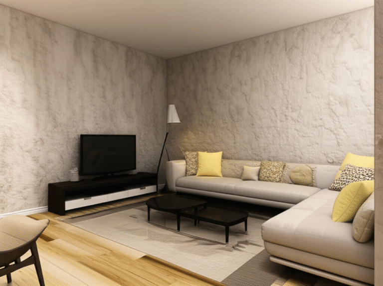 Decoração Rústica com Gesso Texturizado Sala de estar rústica com parede de gesso texturizado