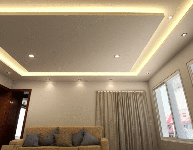 Forro de Gesso com Iluminação Embutida Sala de estar com forro de gesso e iluminação embutida