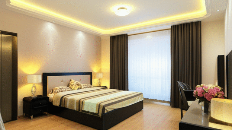 Gesso Luminoso no Quarto Quarto com iluminação de gesso luminosos com luz suave
