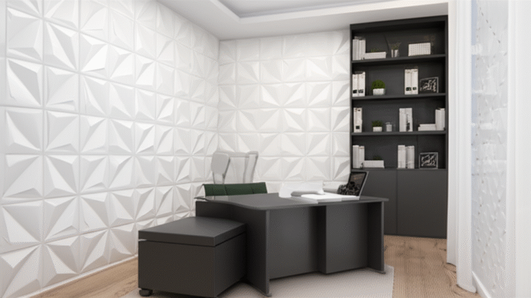 Paredes 3D de Gesso: Design e Modernidade Parede 3D de gesso em um escritório moderno.