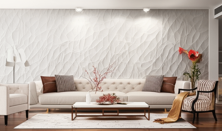Painéis 3D de gesso para decoração moderna. Sala decorada com painel 3D de gesso.