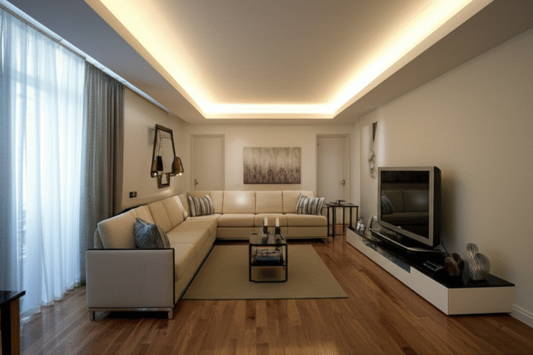 Iluminação Elegante com Gesso Funcional Sala de estar com iluminação embutida em gesso