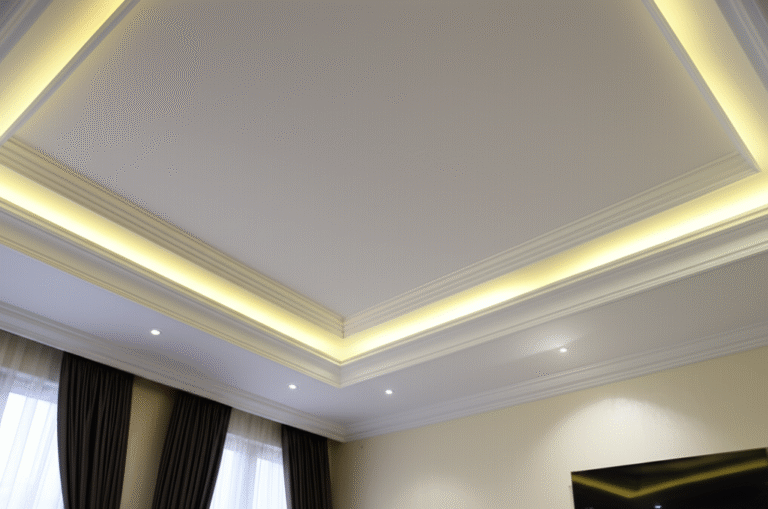 Iluminação Aconchegante com Gesso Sala de estar com iluminação indireta suave e aconchegante proporcionada por sancas de gesso.