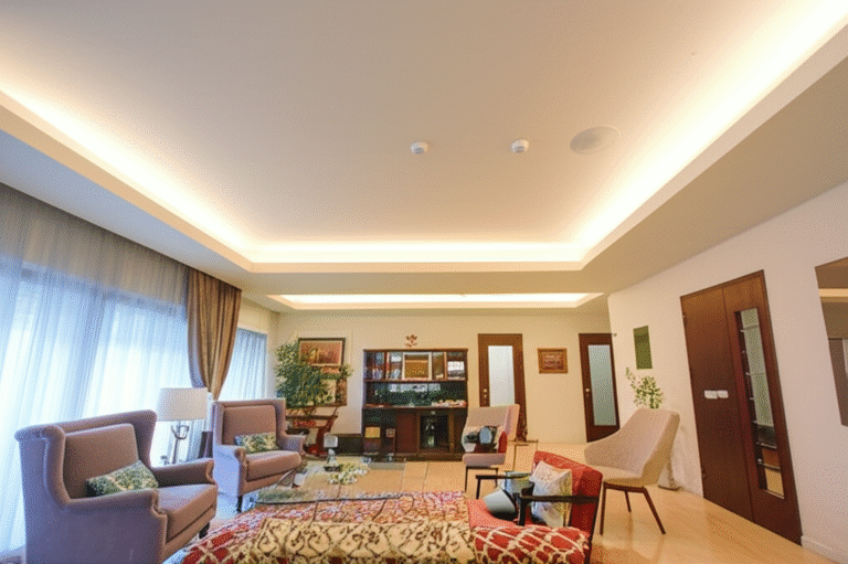 Iluminação Indireta Aconchegante Sala de estar com iluminação indireta em gesso