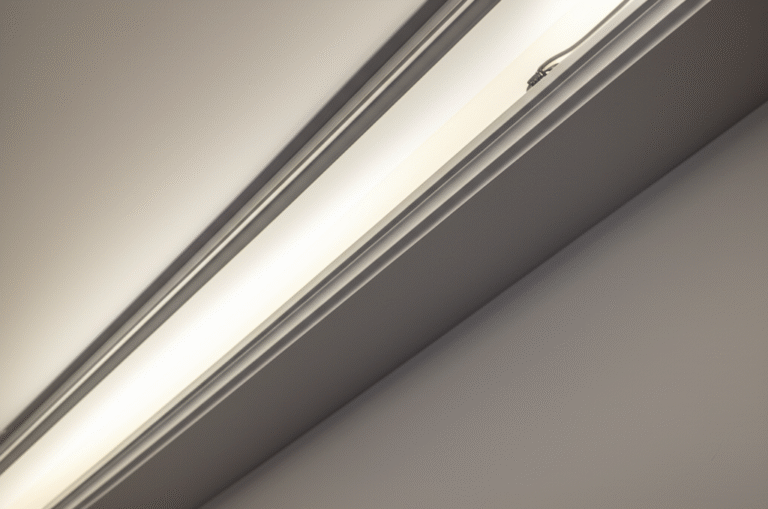 Sanca de gesso com iluminação e fios escondidos